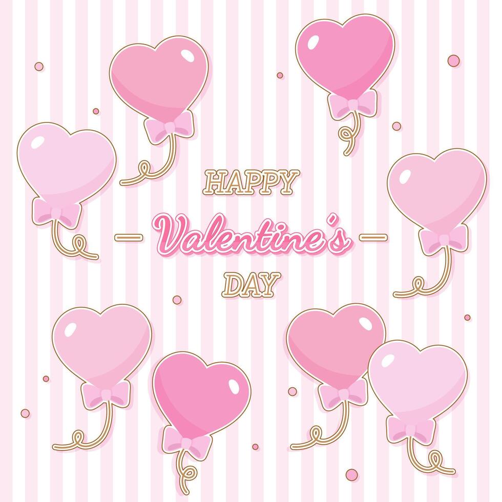 pink heart balloon happy valentine vector