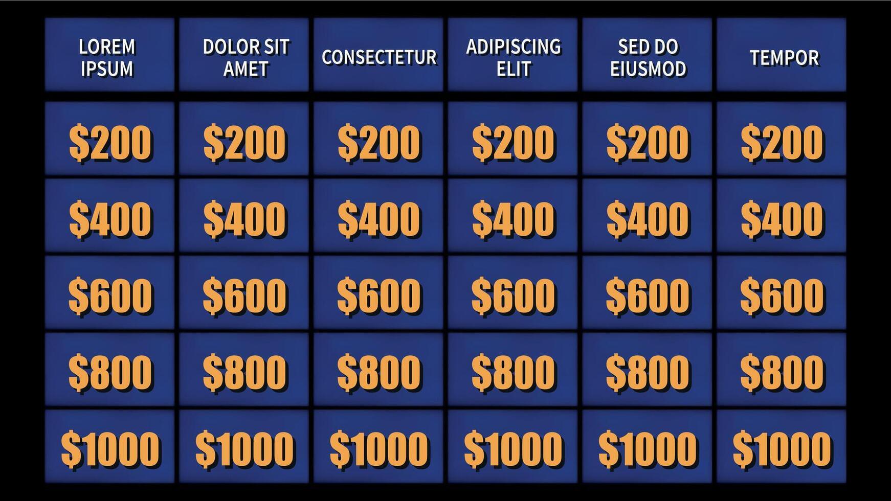 Game Show Board template vector