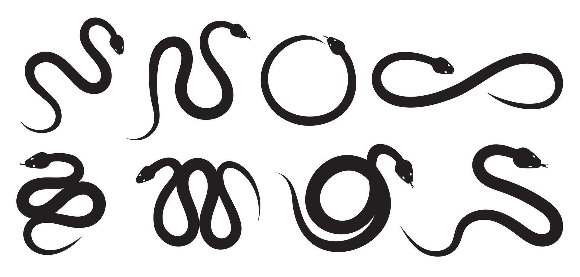 Snake silhouette set. Snake icon for chinese new year decoration. vector