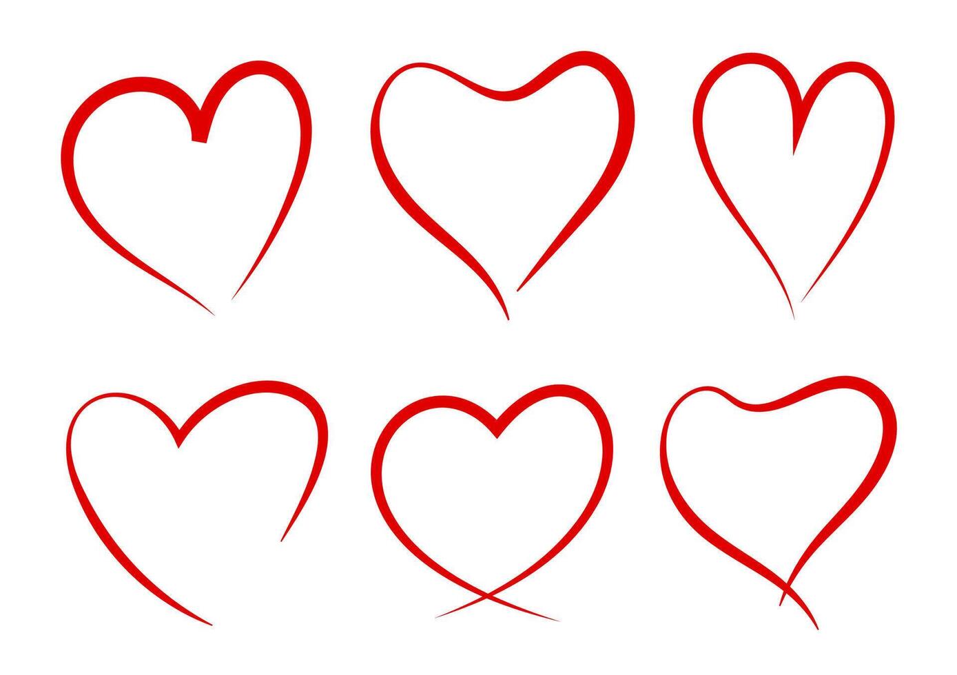 Hand drawn heart icon for valentine day. Doodle red heart outline frame background. vector