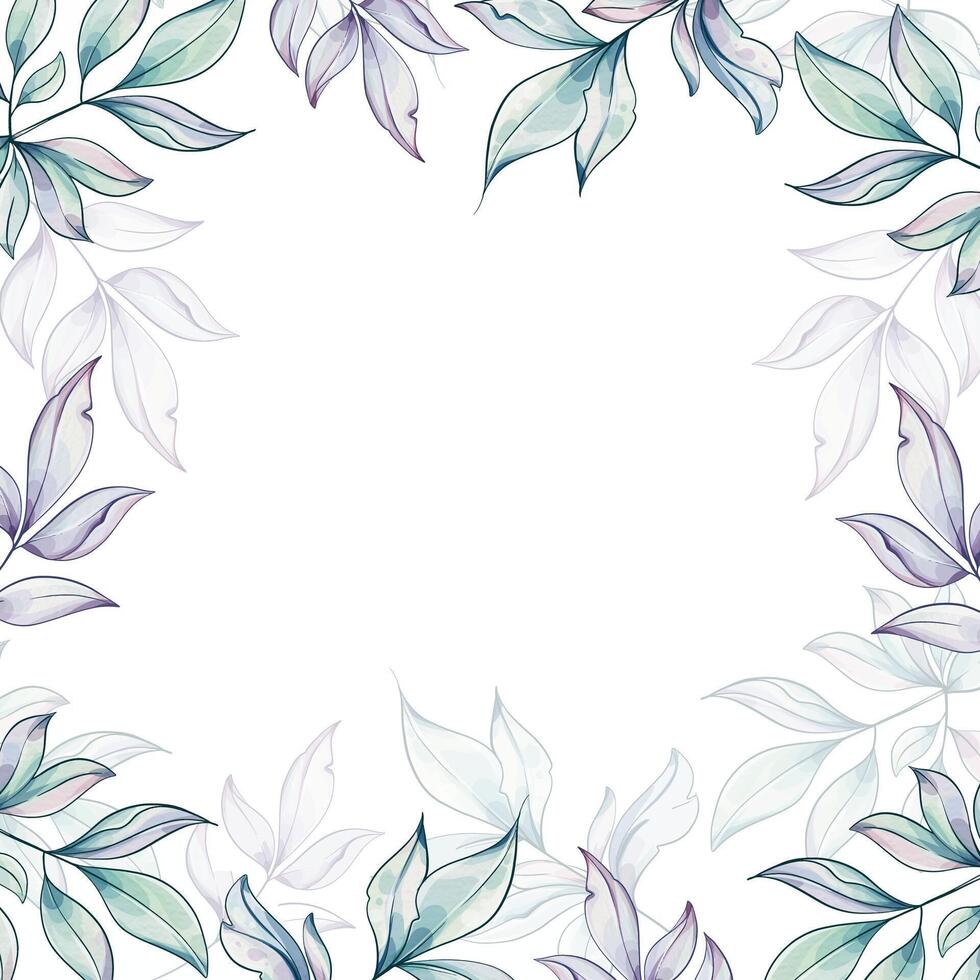 Soft hues of watercolor leaves elegantly surround a blank space, inviting creativity and conveying a sense of calm and connection to nature vector