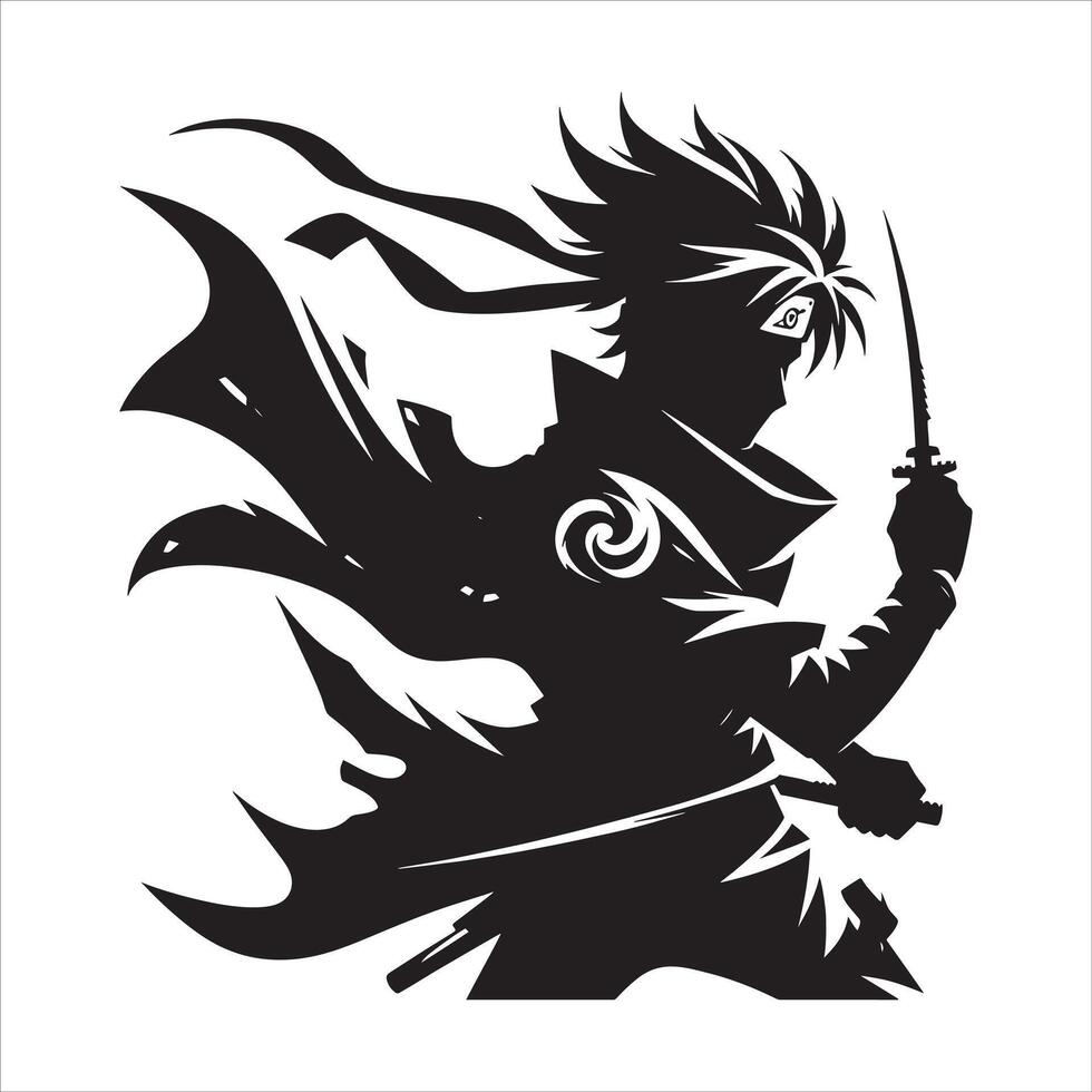 Naruto character silhouette with sword vector