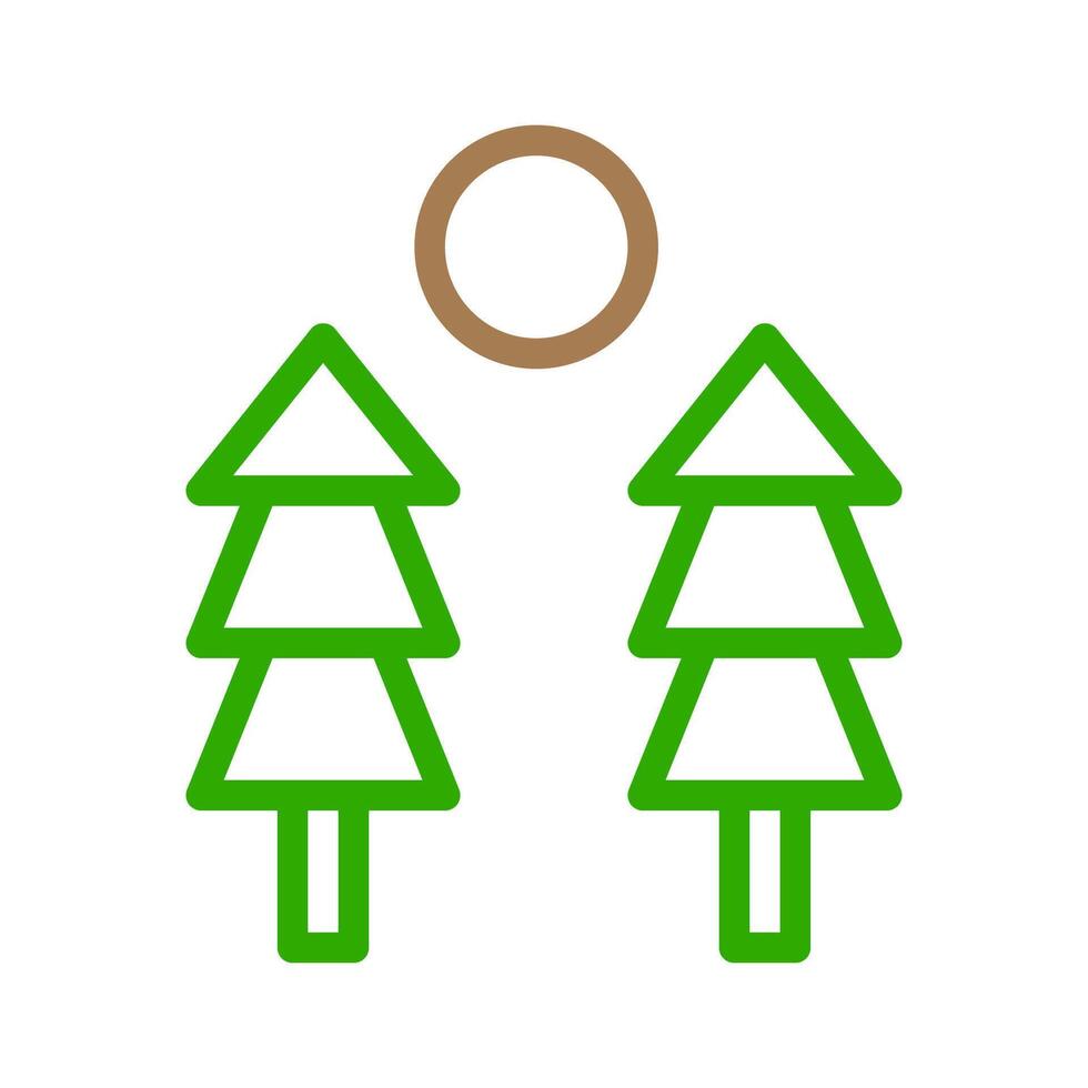 Two pine trees and sun icon. Concept of nature, ecology, and environment. vector