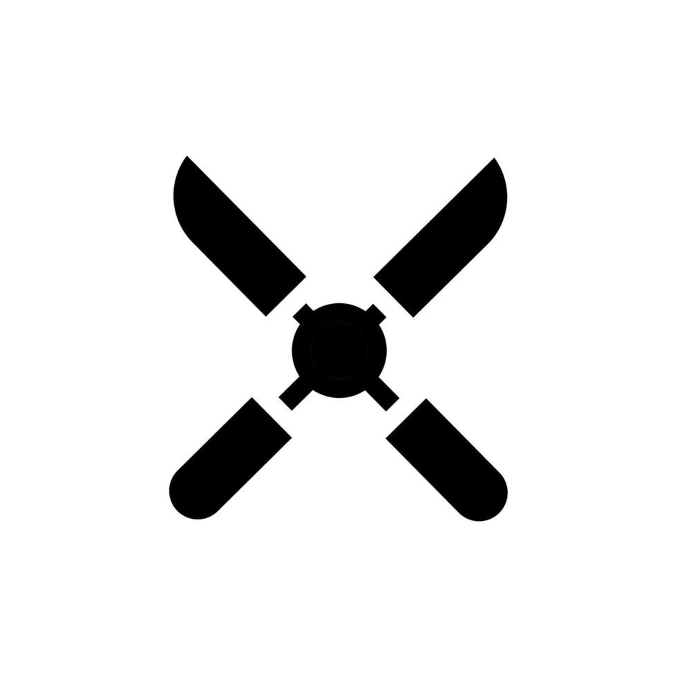 Ceiling fan icon silhouette. Concept of ventilation, cooling, and air circulation. vector