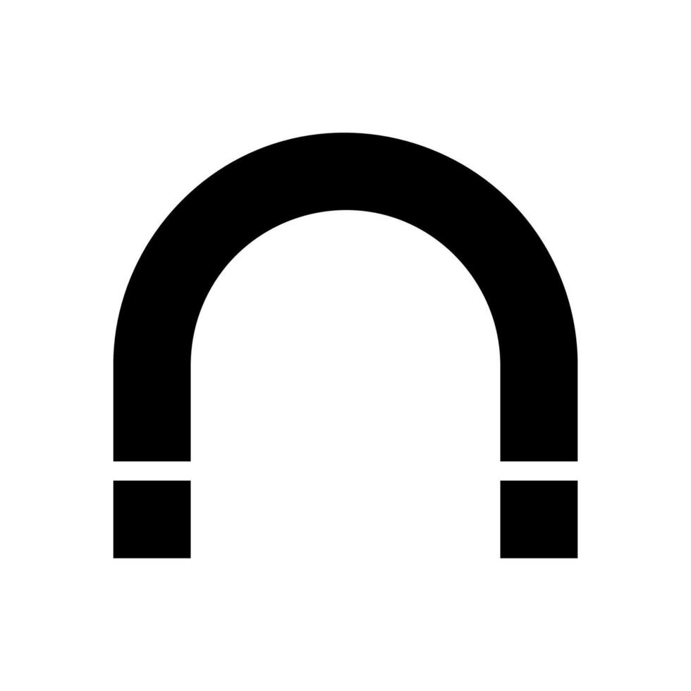 Black horseshoe magnet icon. Concept of attraction, force, and magnetism. vector