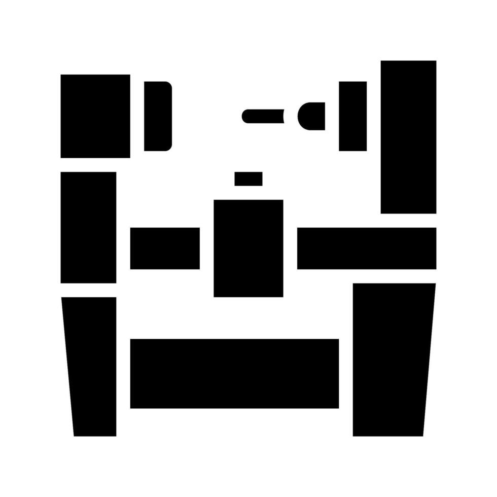 Lathe machine solid icon. Concept of manufacturing, production, and industry. vector