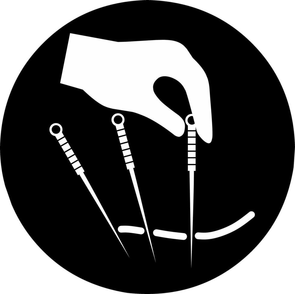 Acupuncture clinic logo with black color background in circle shape illustration. vector