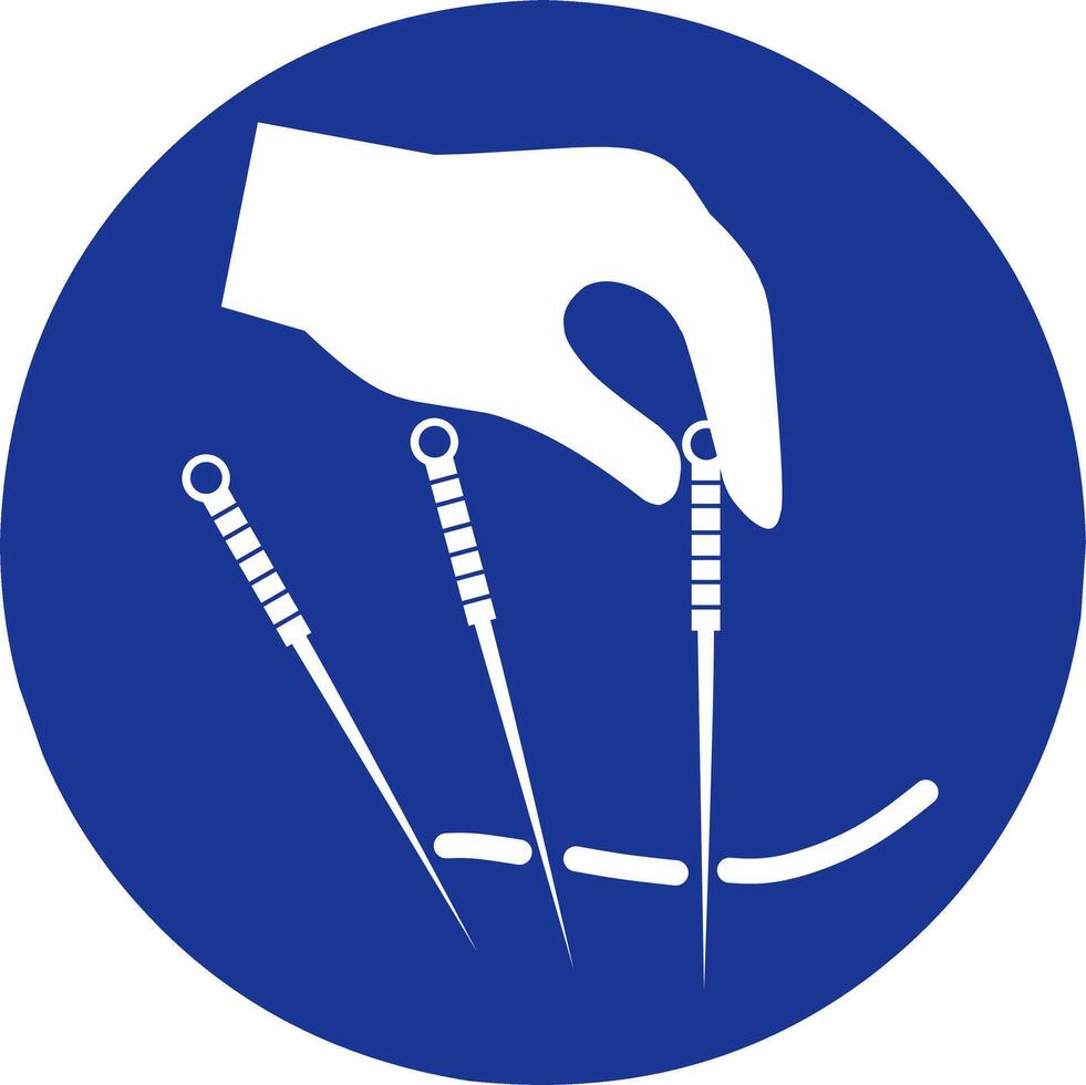 Acupuncture clinic logo with blue color background in circle shape illustration. vector