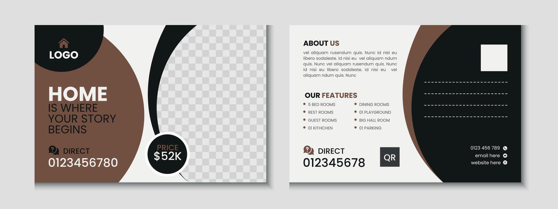 Modern Home Sale Postcard vector