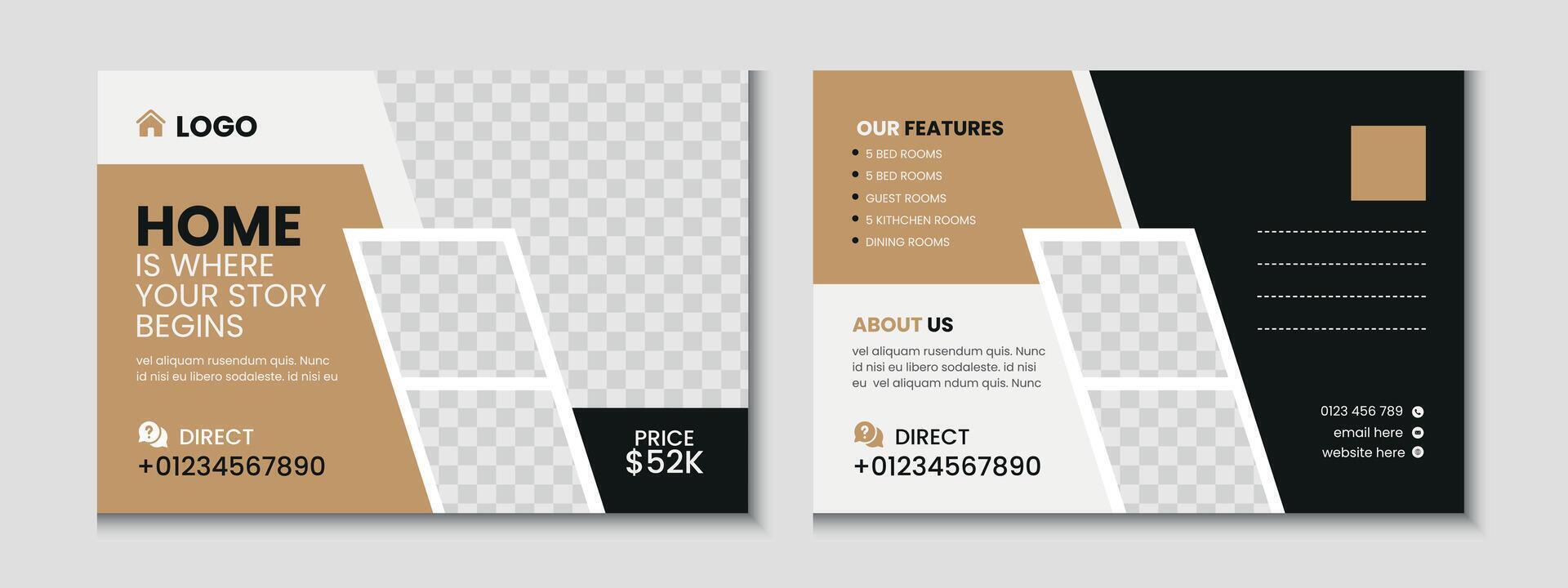 Trendy Realtor Postcard Design vector
