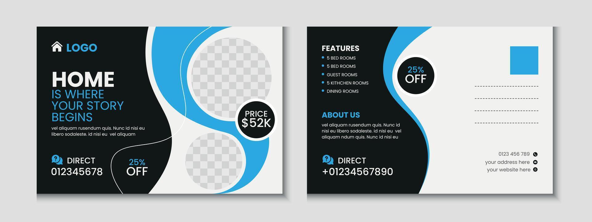 Creative Real Estate Postcard vector