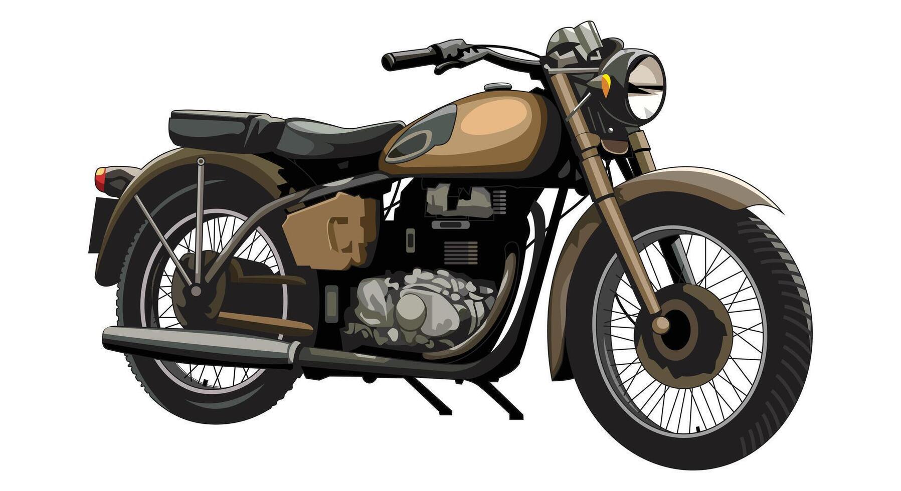 Vintage motorcycle, classic motorbike illustration, isolated on white background. vector
