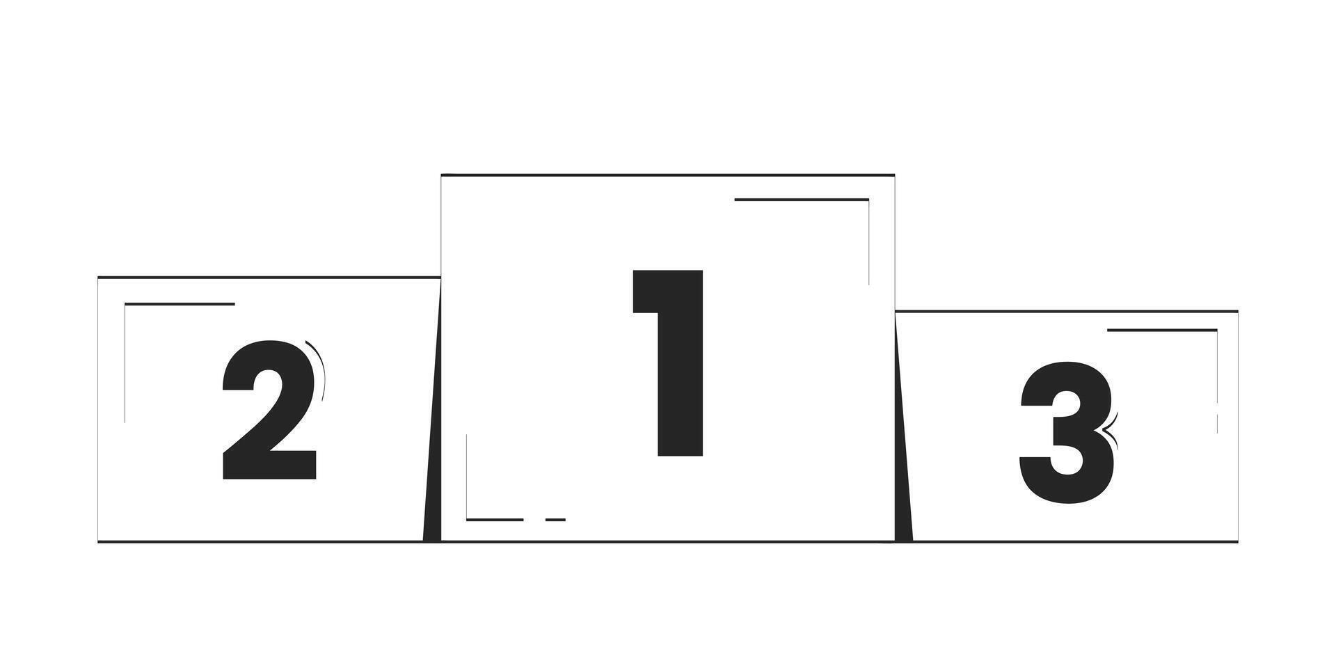 Podium finish for competition winners doodle linear object. Number of top three results performance stand 2D outline clip art drawing isolated on white. Hand drawn sketch illustration vector