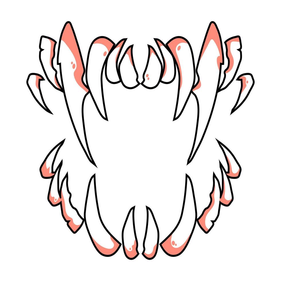 Terrible jaws of a beast with white sharp teeth. Vampire teeth in horror style for the Halloween. isolated on white background. vector