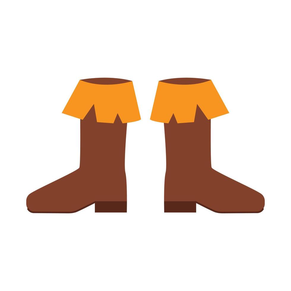 Pair of leather pirate boots. illustration. vector
