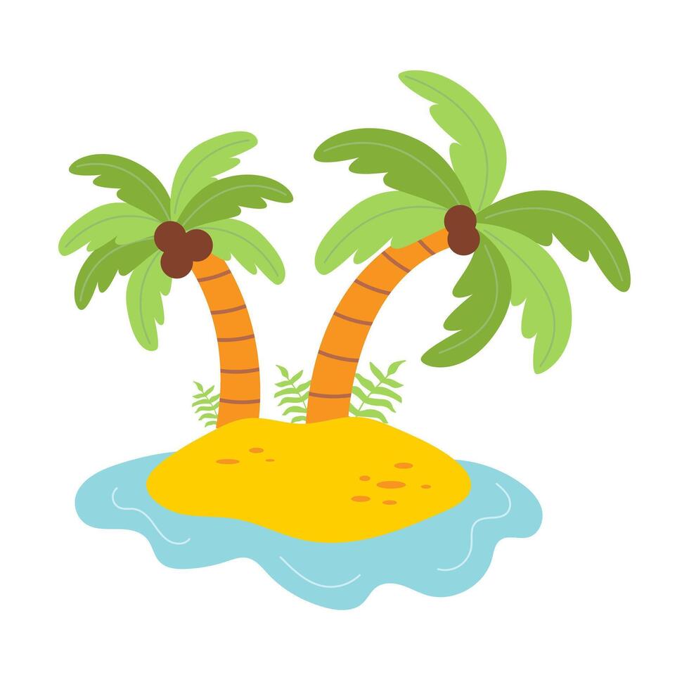 Tropical island with palm trees. illustration. vector