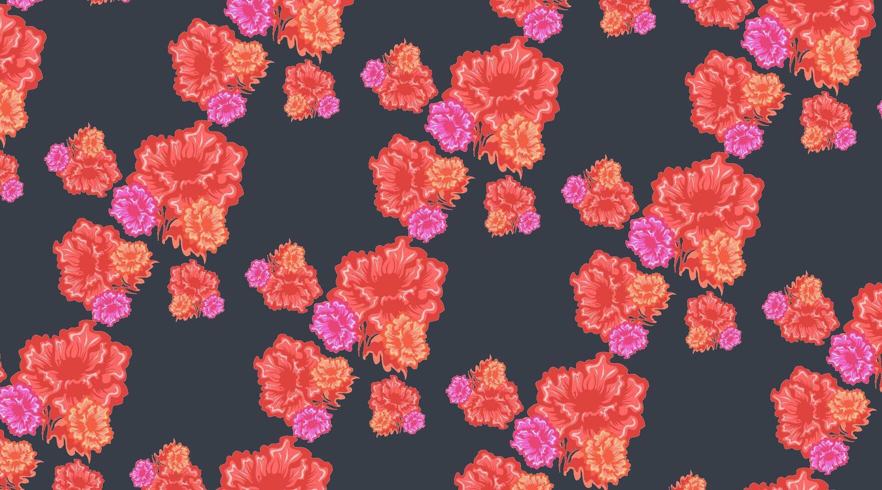 A modern, abstract floral pattern that reimagines traditional botanical motifs. vector