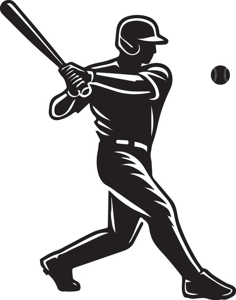 Black and White Baseball Player Silhouette vector
