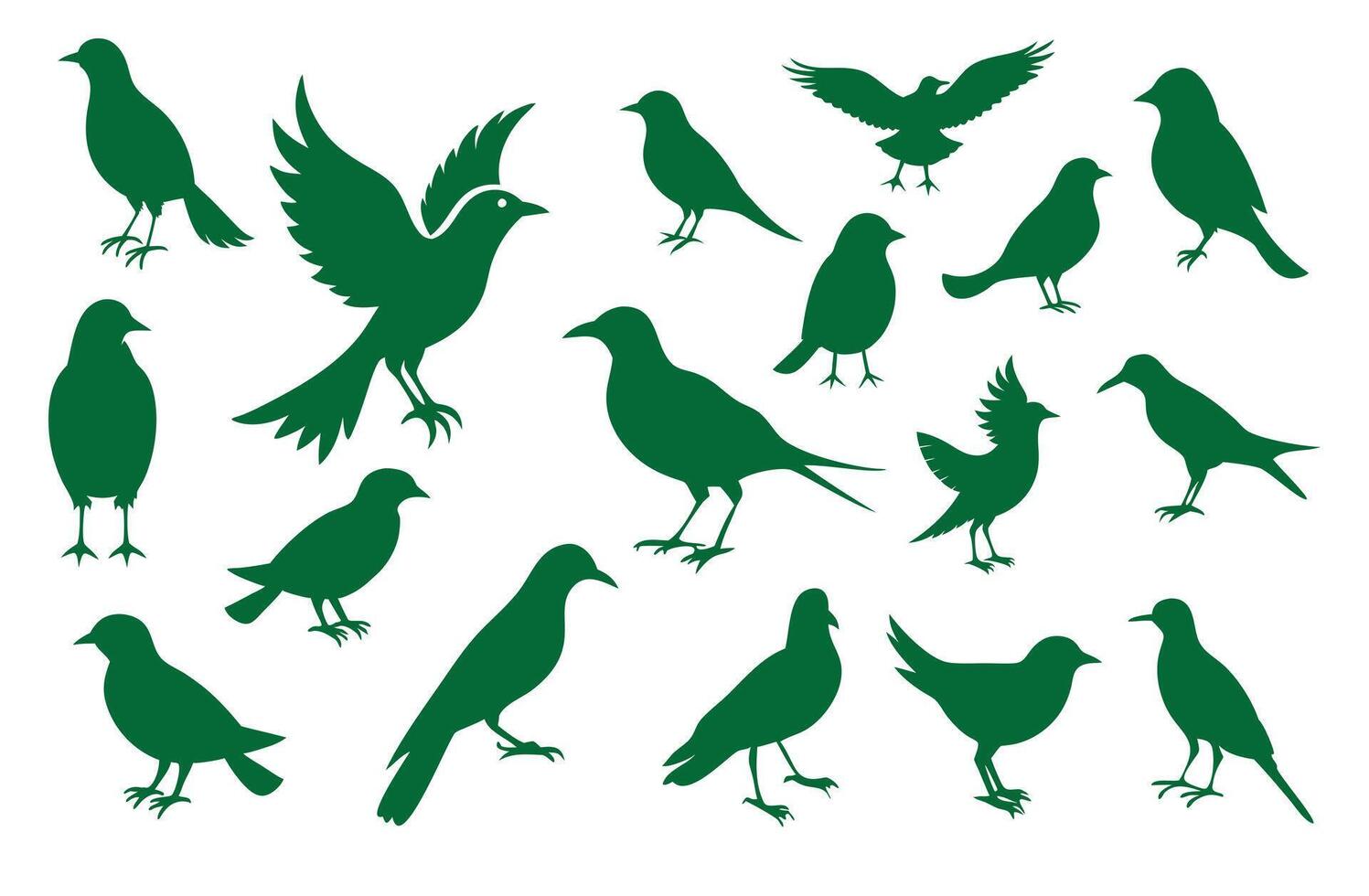 Simple Crow Silhouettes for Nature Illustrations vector