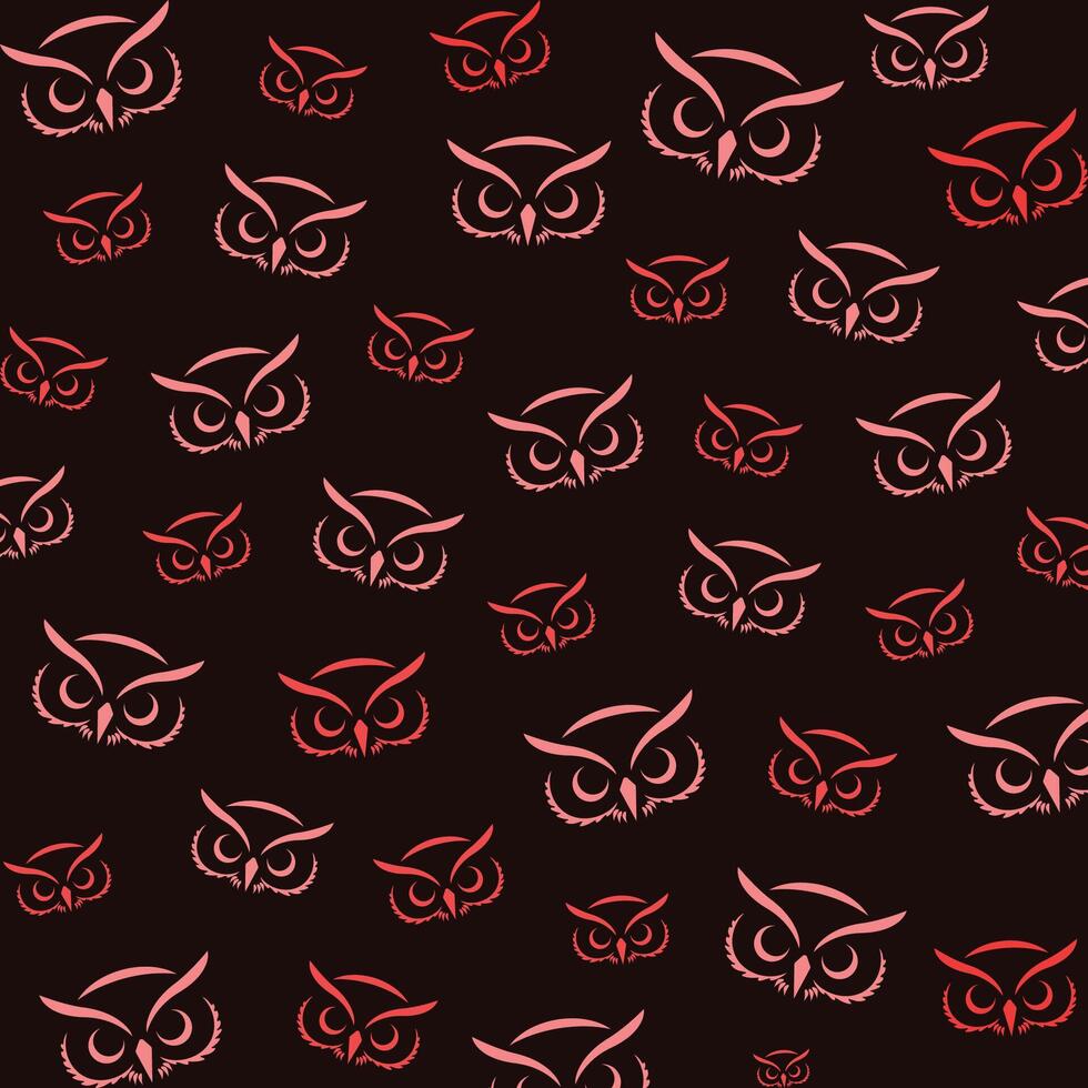 Owl head trendy design repeating seamless pattern illustration background vector