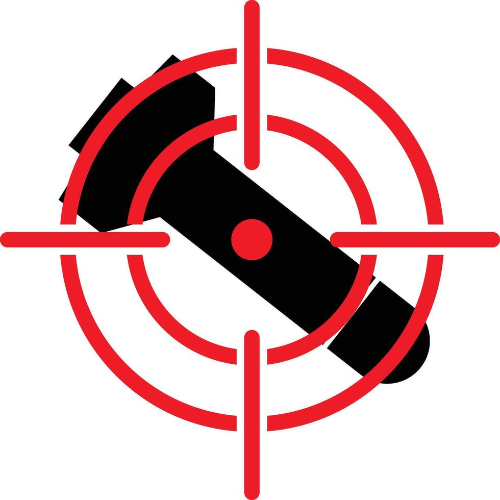 Cruise missile target icon. Air defense sign. Stop sign with missile symbol. flat style. vector