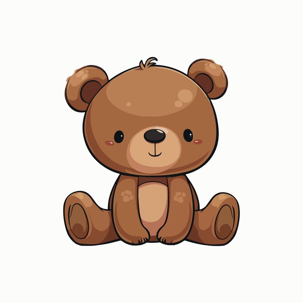 Cartoon Teddy Bear Sitting Illustration vector