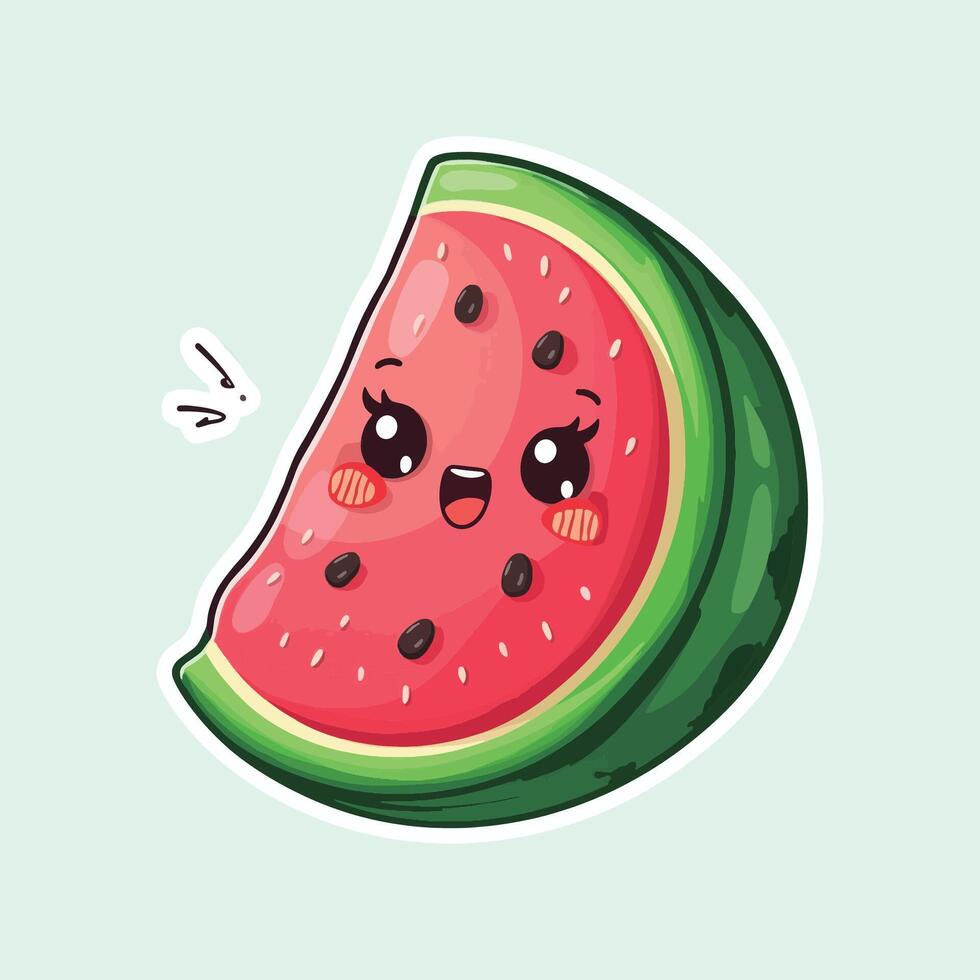 Smiling Watermelon Slice with a Playful Look vector