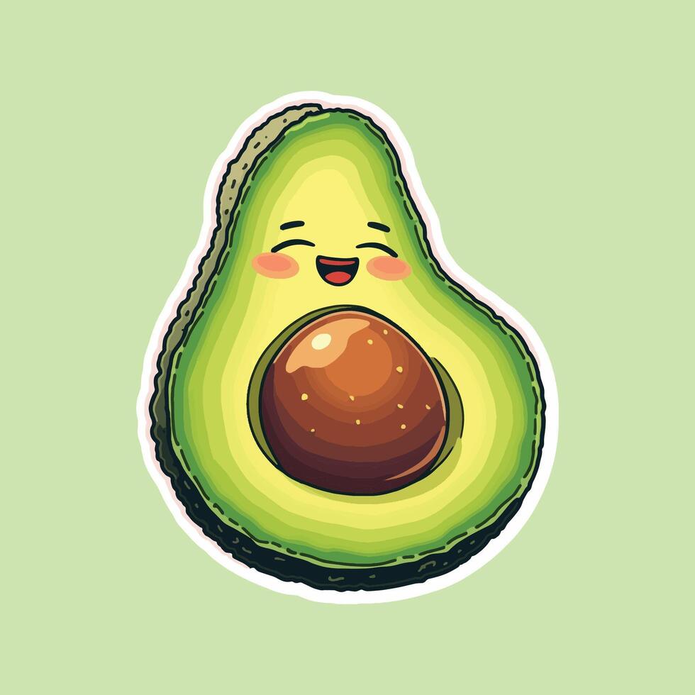 Cute Avocado Illustration with Smiling Face vector