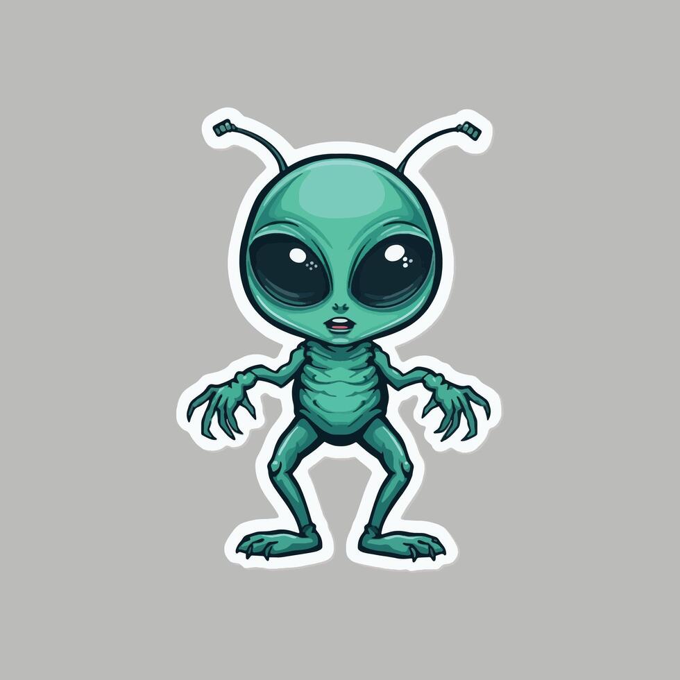 Cute Alien Character with a Fun Cartoon Expression vector