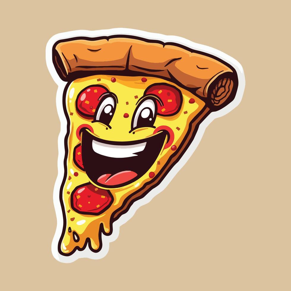 Pizza Slice with a Fun Cartoon Expression vector