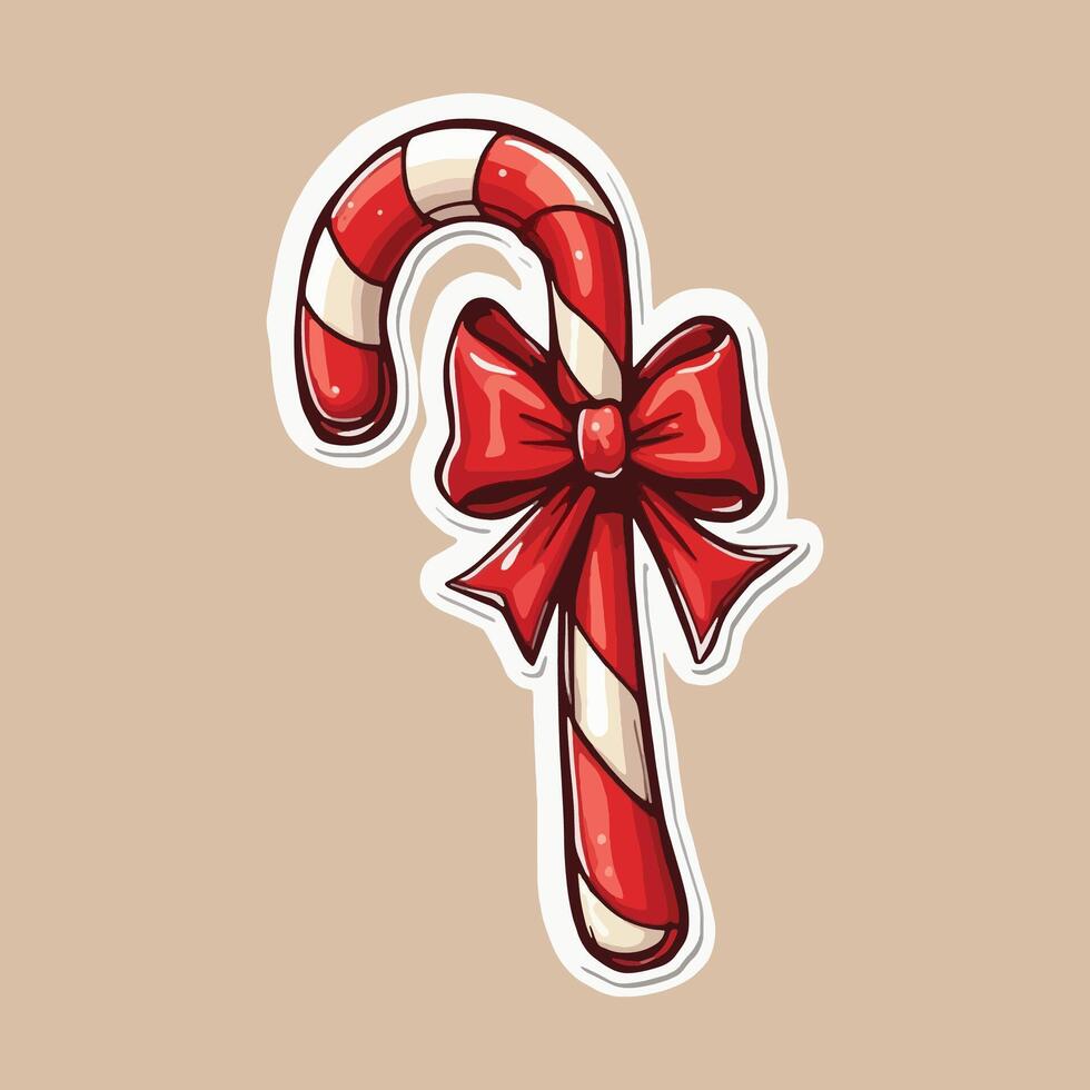 Adorable Candy Cane with a Festive Red Bow vector