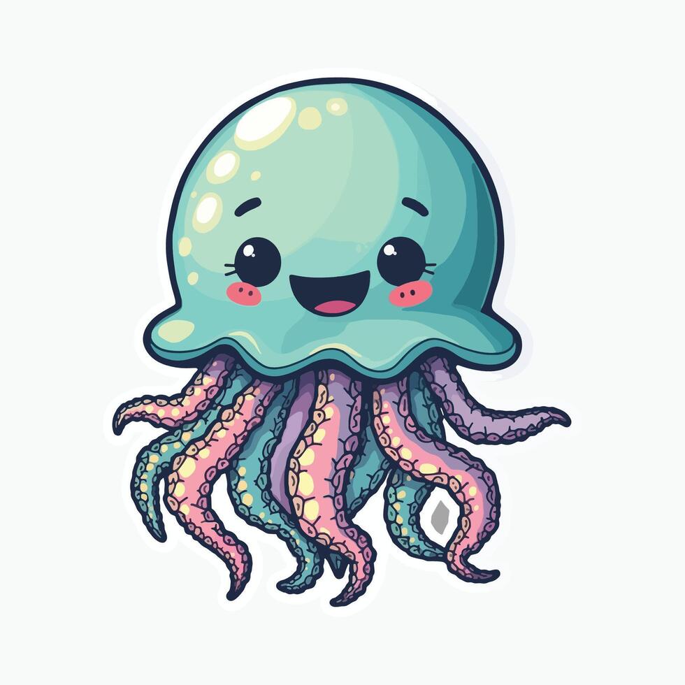 Smiling Jellyfish with a Whimsical Look vector