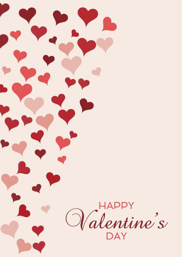 Happy Valentines Day background with cascading hearts design vector
