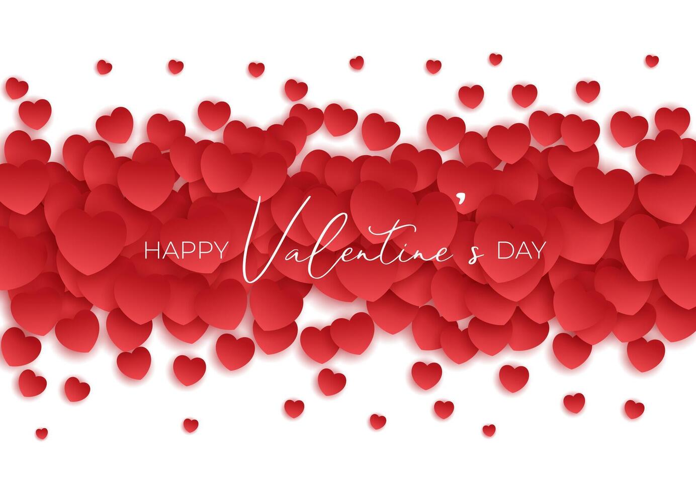 Happy Valentines Day background with red hearts design vector