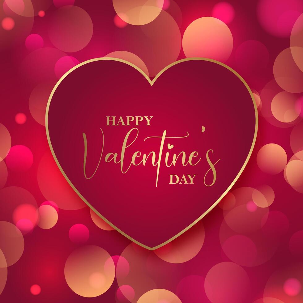 Valentines Day background with heart shape on bokeh lights design vector