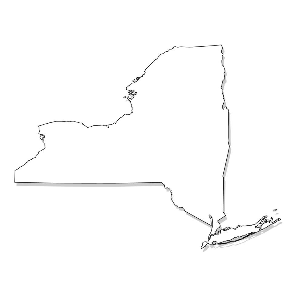 New York State map line. Black and white concept. vector