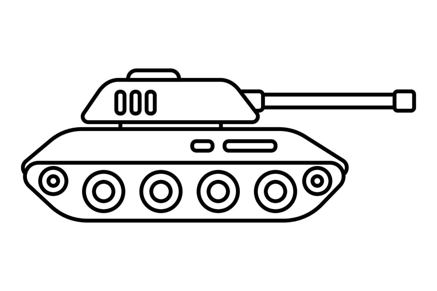 Tank clip art. Outline design for kids drawing and coloring. vector