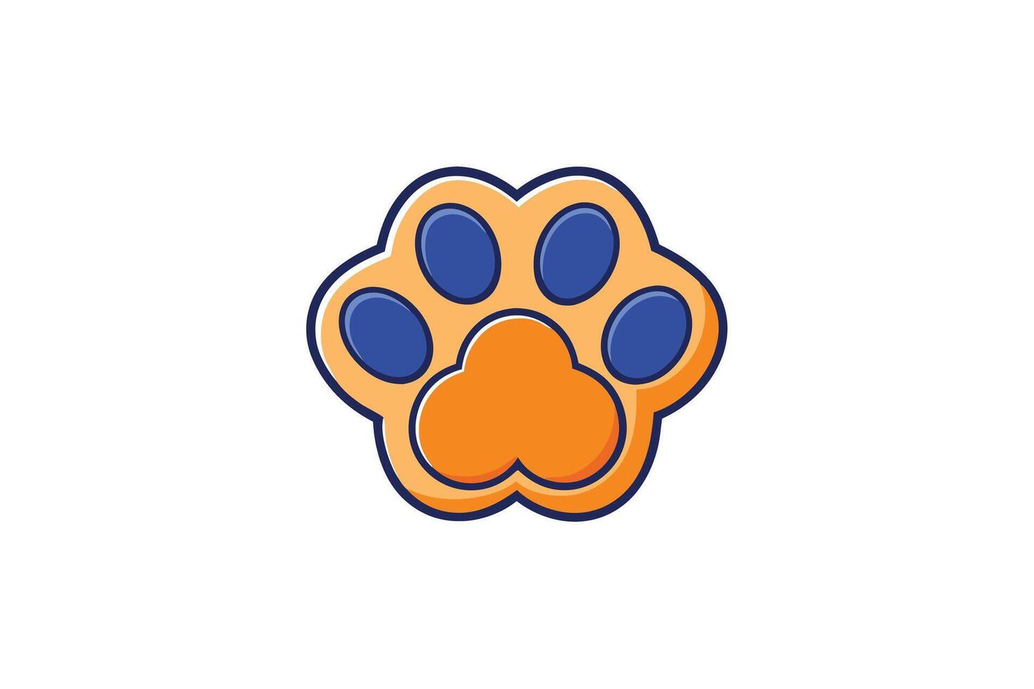 Fun and simple orange paw graphic, perfect for pet industry marketing, animal welfare projects, or creative branding purposes vector