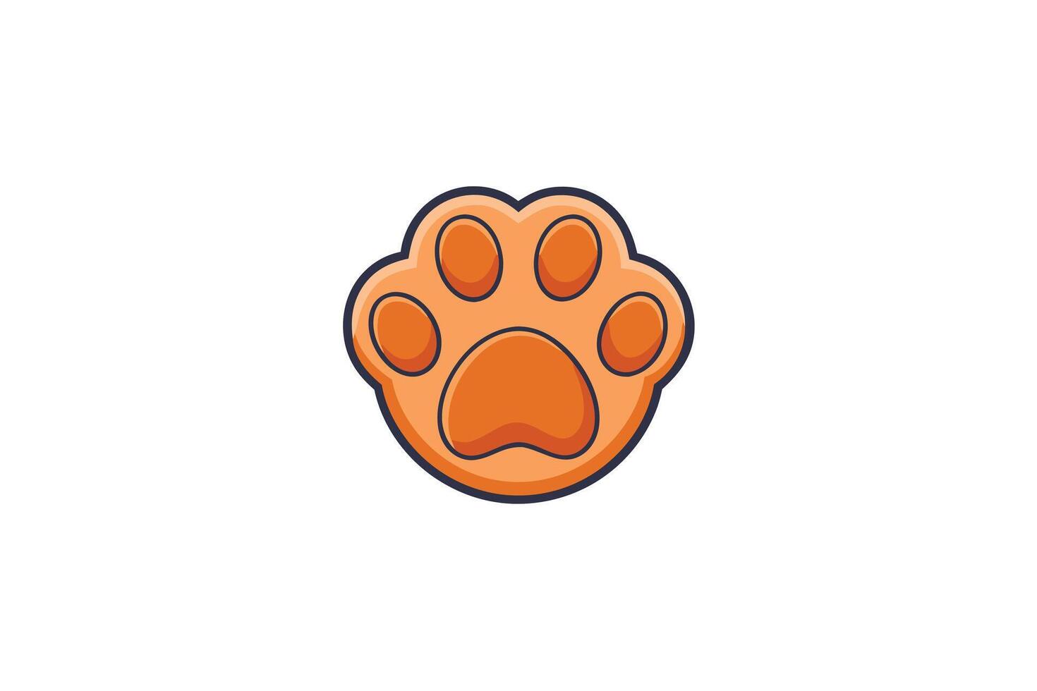 Orange cartoon style animal paw icon with rounded design isolated on a white background, perfect for pet themed designs or applications vector