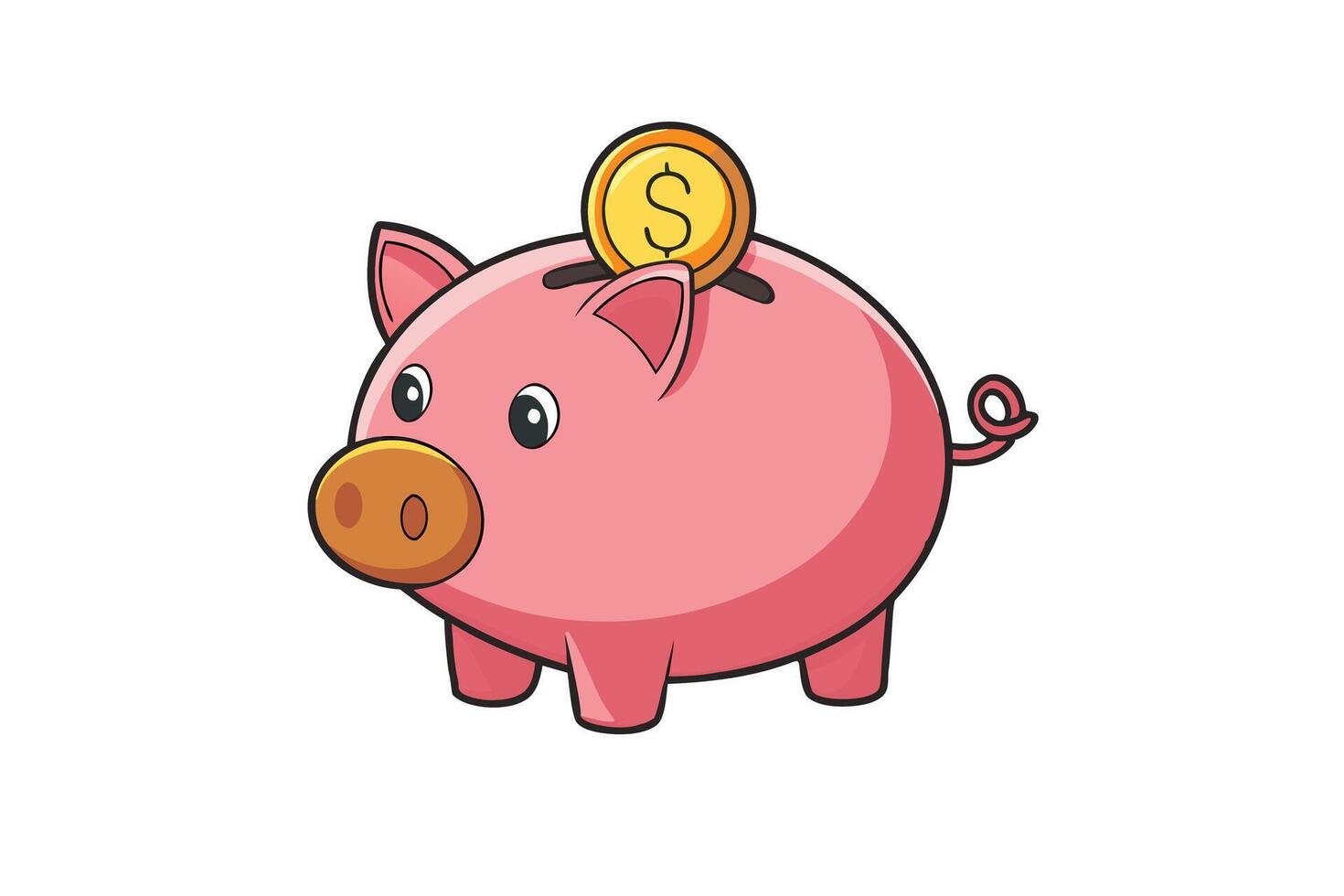 Colorful piggy bank art with smiling face, representing wealth, money management, and personal finance vector