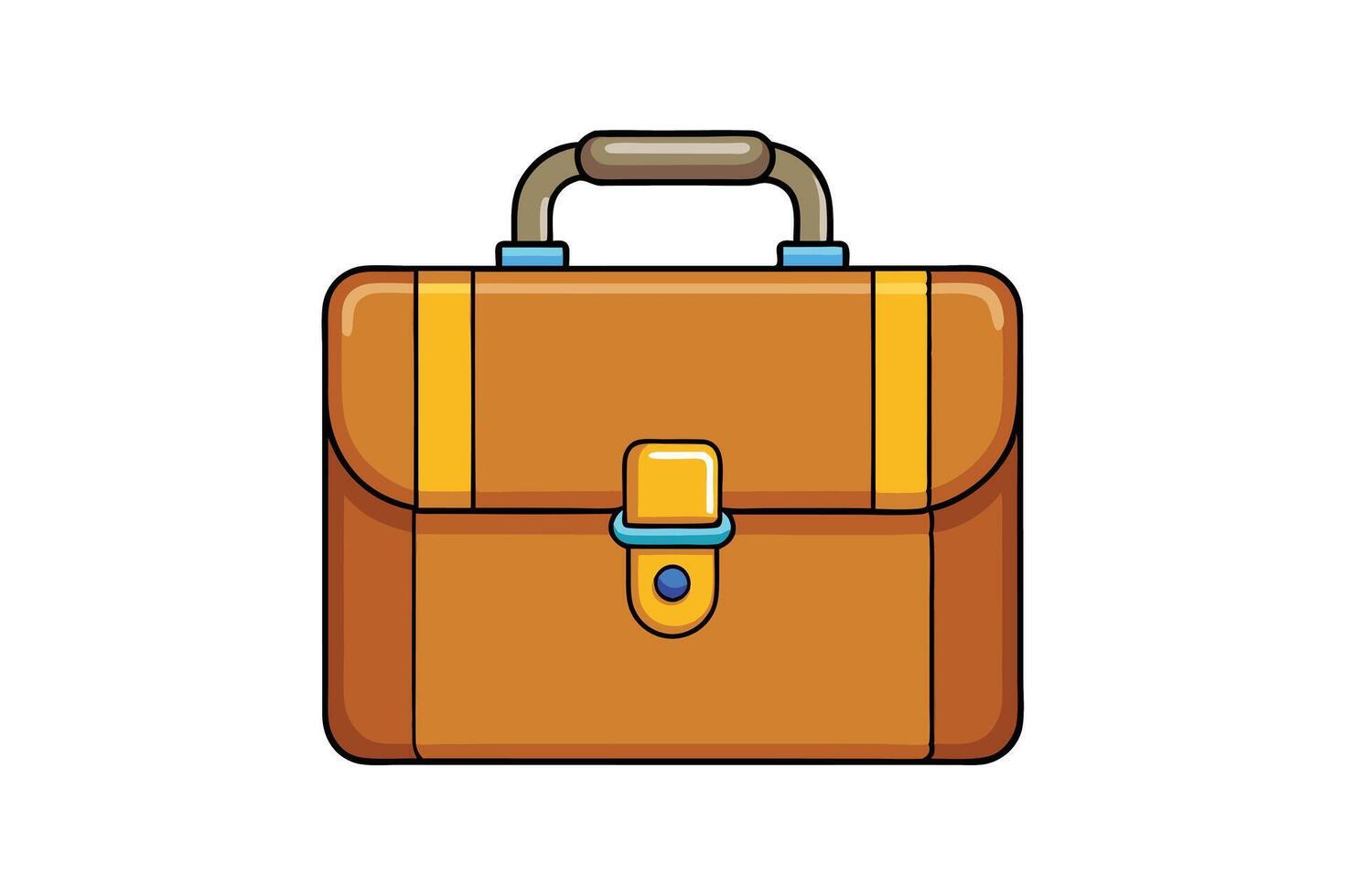 Professional brown leather briefcase icon with handle and buckle, isolated on white background, perfect for office and business concepts vector