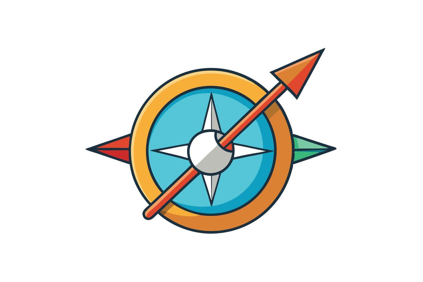 Bright and colorful compass icon featuring directional arrow for navigation and exploration on a clean white background vector