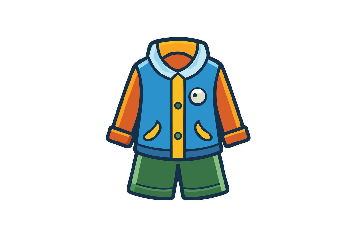 Vibrant graphic icon of a blue and orange shirt with diamond shaped decorations, designed for fashion related projects or branding vector