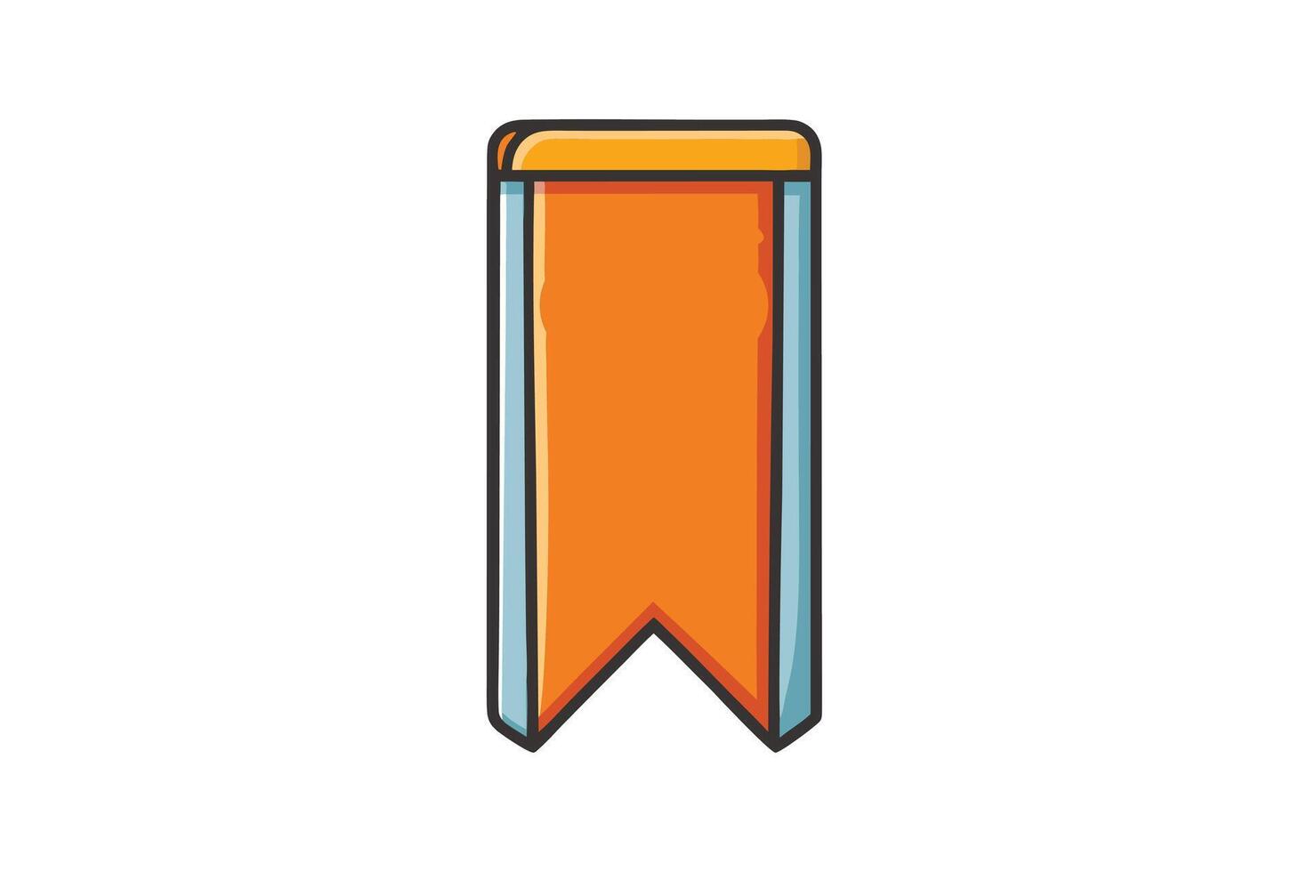 Minimalistic cartoon bookmark icon in bright colors with happy face, ideal for school, library, and reading related graphics vector