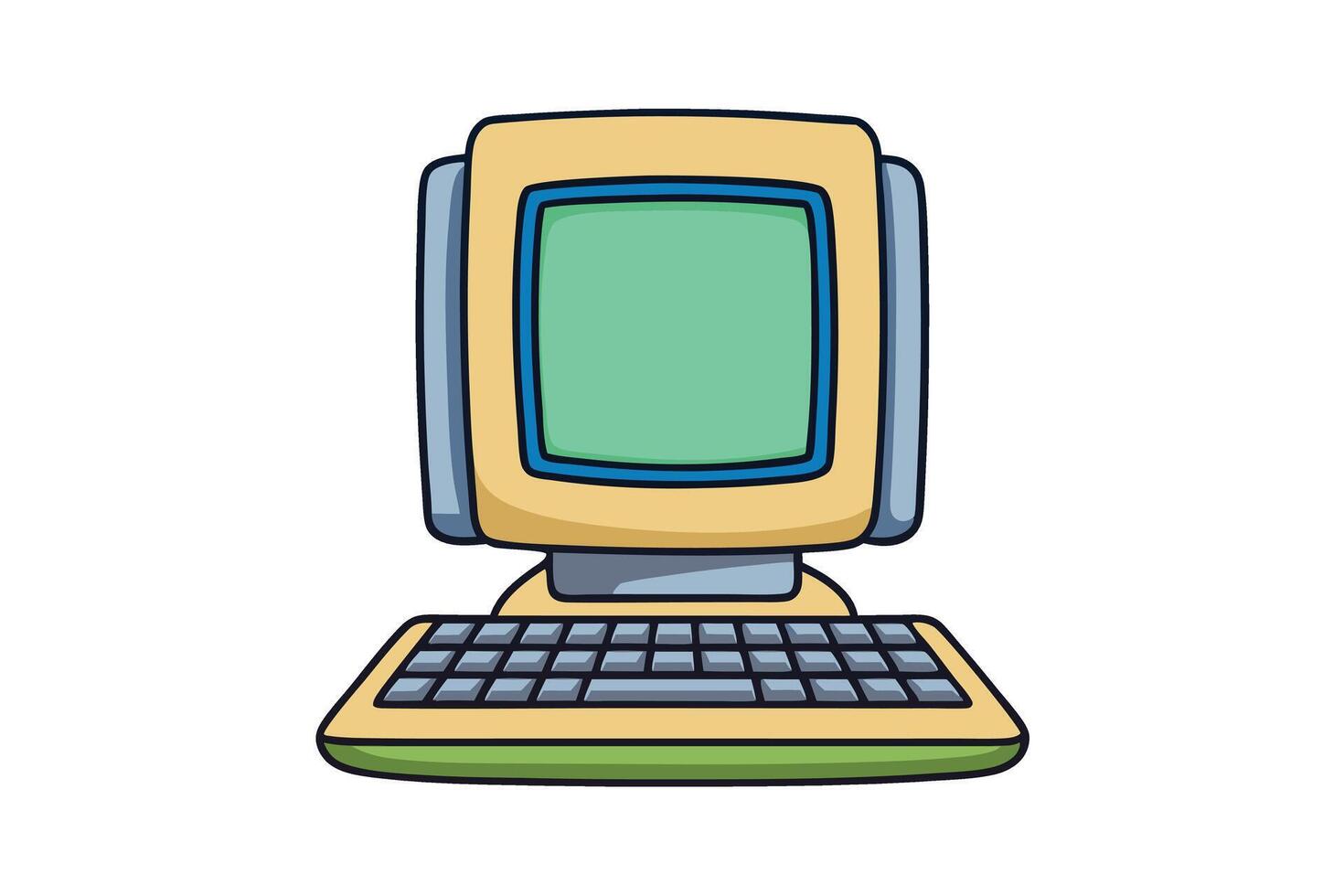 Retro style computer icon with classic monitor and keyboard, perfect for technology themes, digital concepts, or nostalgic designs vector