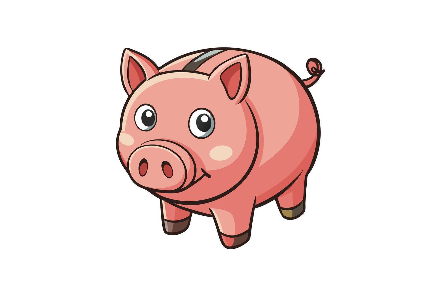 Cartoon style piggy bank icon with a coin slot, ideal for finance, banking, and money saving concepts vector