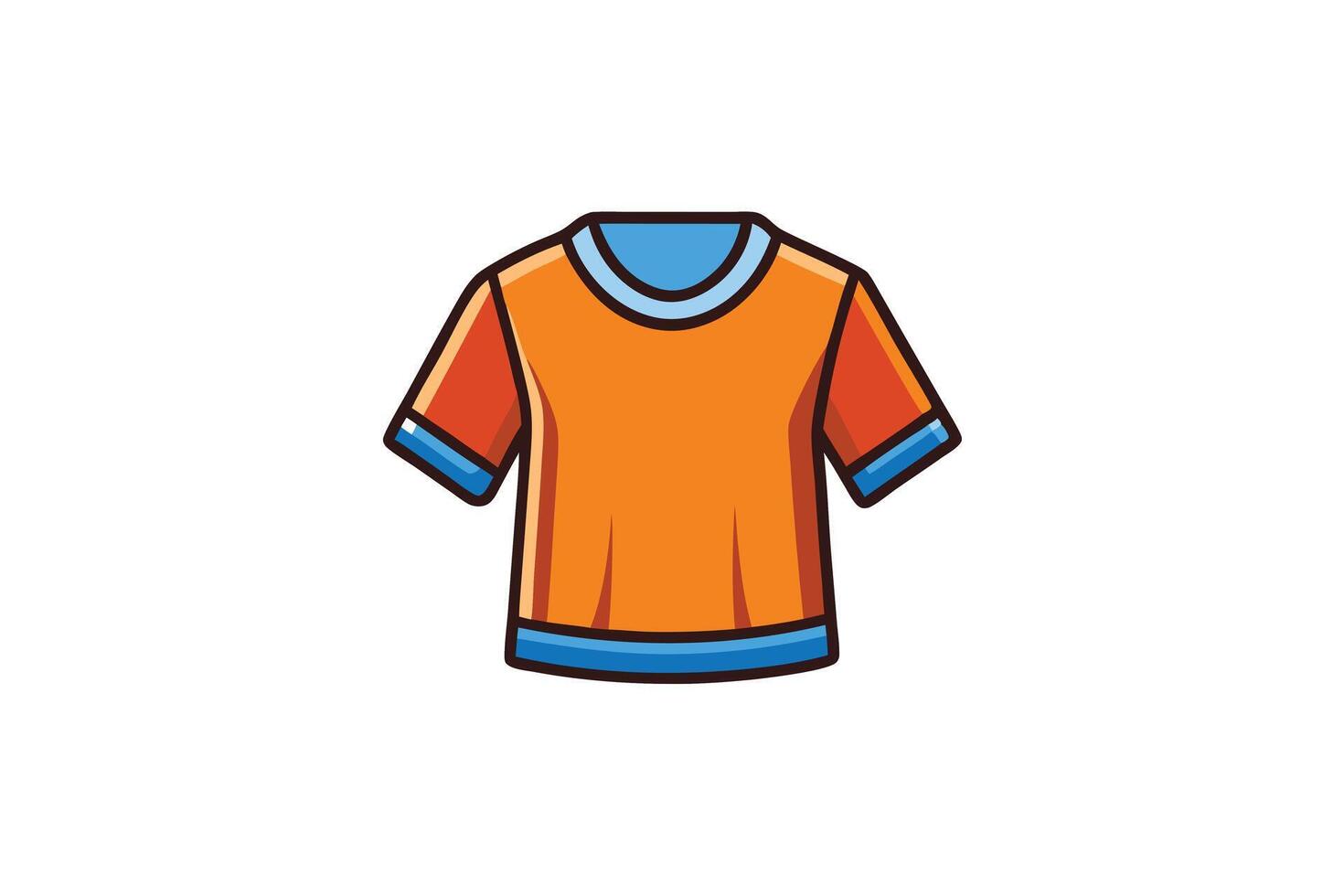 Detailed artistic cartoon t shirt icon featuring bold color combinations on a white backdrop, suitable for design and education vector