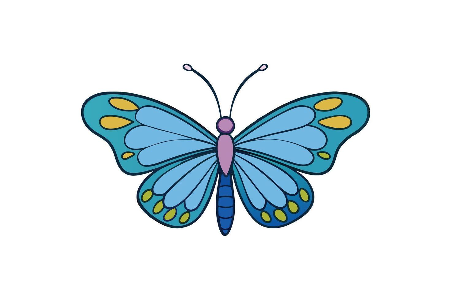 Beautifully drawn butterfly with a harmonious color palette, rendered in a contemporary flat design style, isolated on white vector