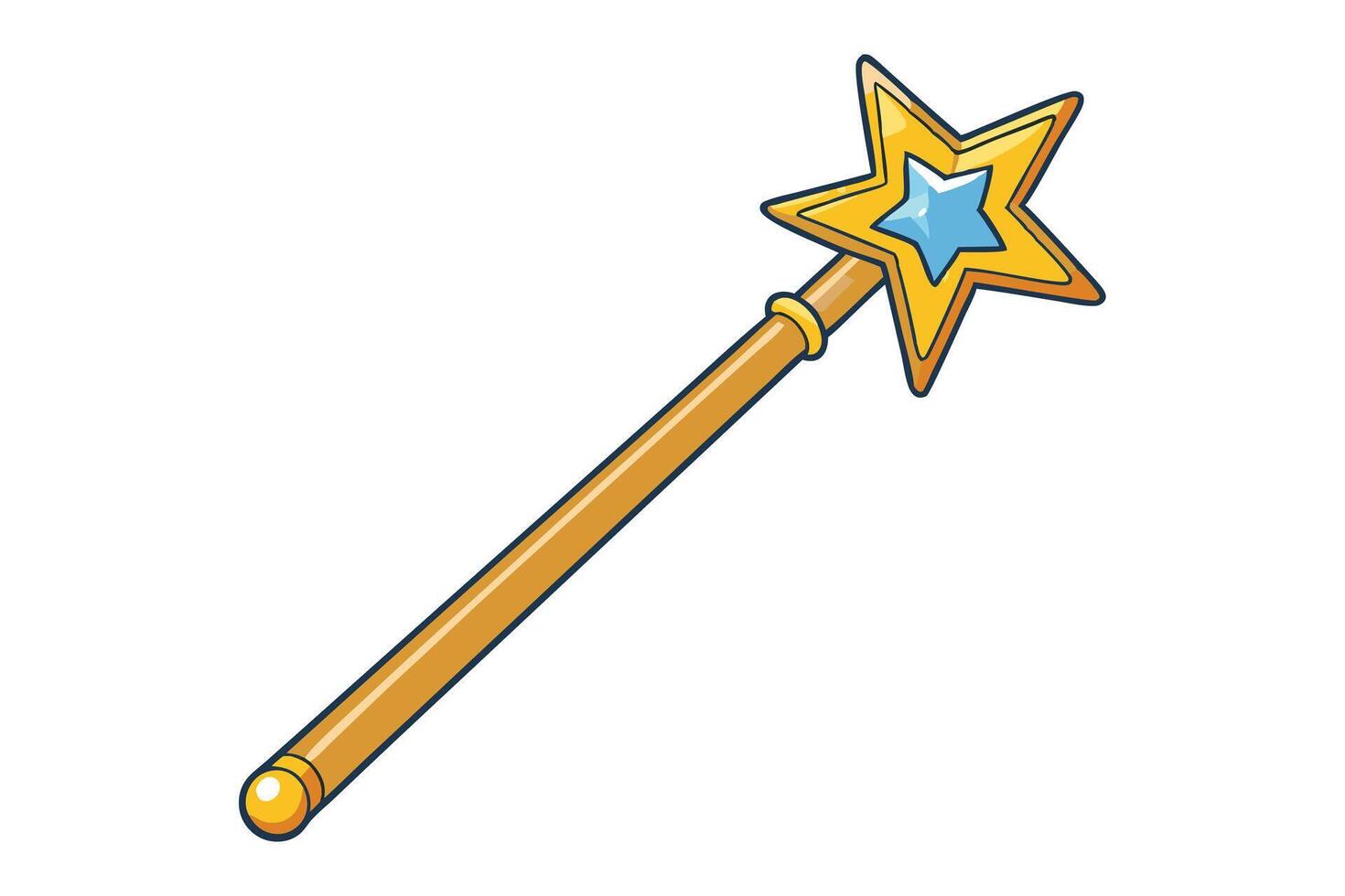 Vibrant and detailed magic wand illustration featuring a golden star and gemstone, perfect for fantasy, fairy tale, and magical themes vector