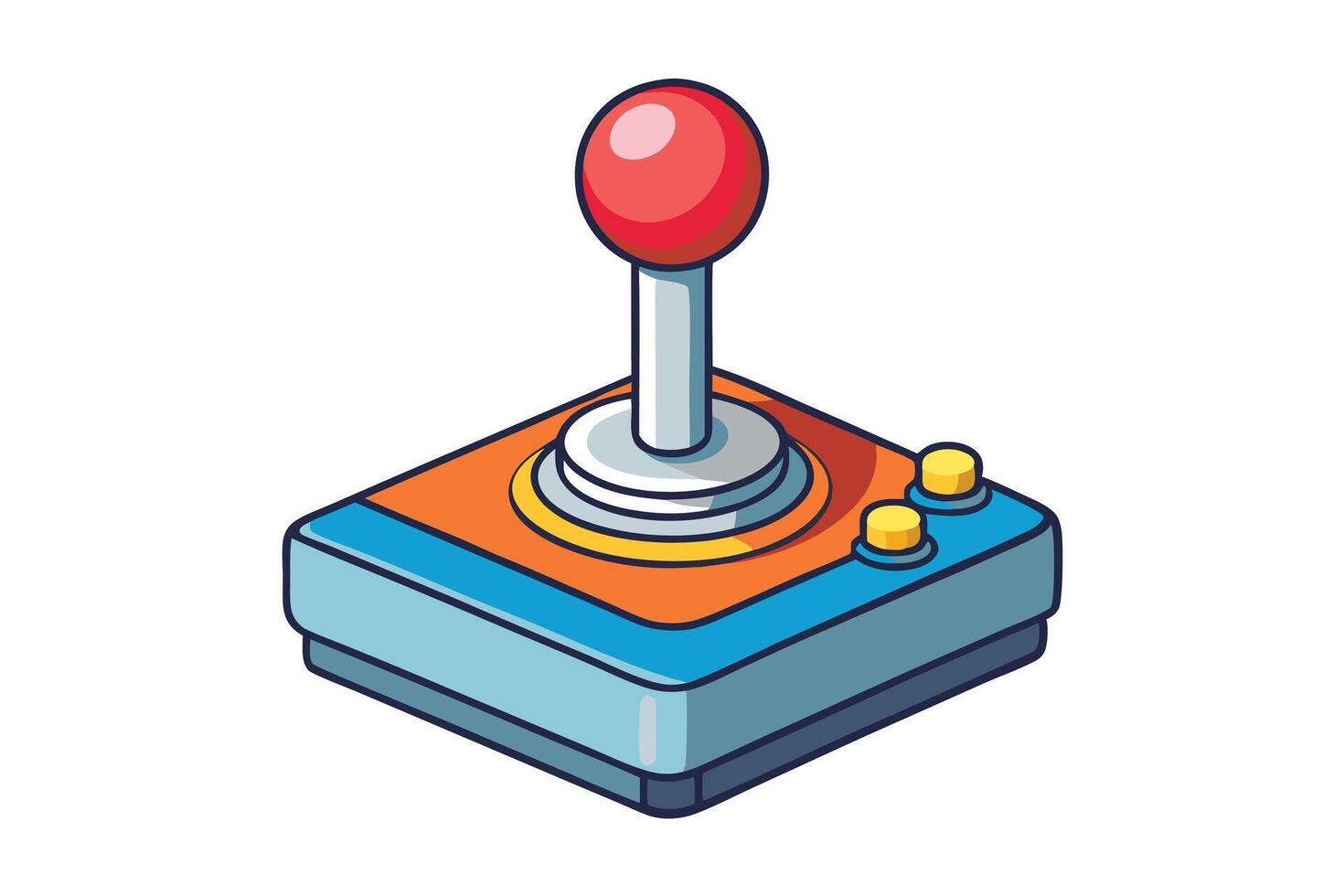 Cartoon style joystick illustration with a bright color scheme, perfect for game apps, entertainment branding, or nostalgic visuals vector